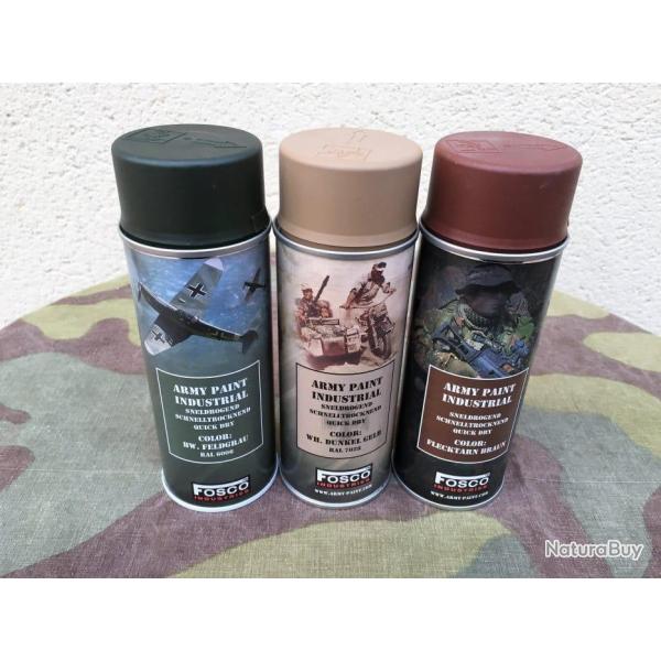 Lot de 3 Bombes Peinture Allemande WW2