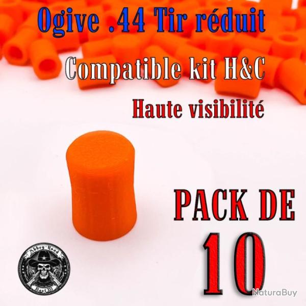 Balle tir r�duit .44 ogive compatible kit H&C haute visibilit� - Pack de 10 - Bast3D