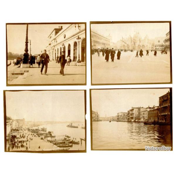 Lot photos anciennes albumin�es. Italie, Venise. Place St Marc, Grand canal
