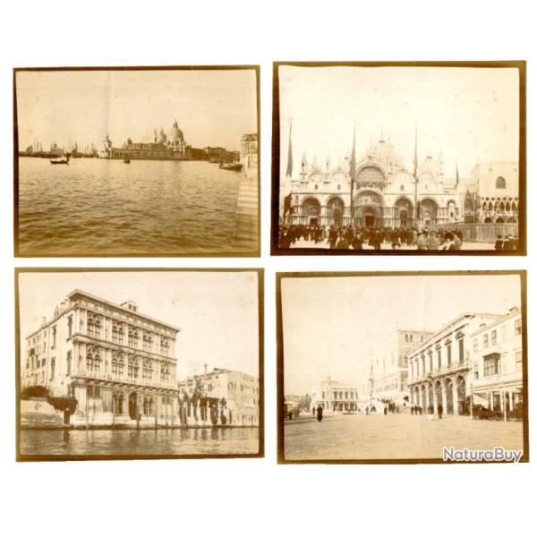 Lot photos anciennes albumin�es. Italie, Venise. Place St Marc, Palais, Lagune