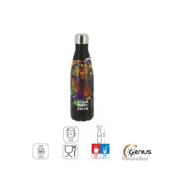 Bouteille Isotherme Elementerre "Kaktus 500 Motifs" Noir