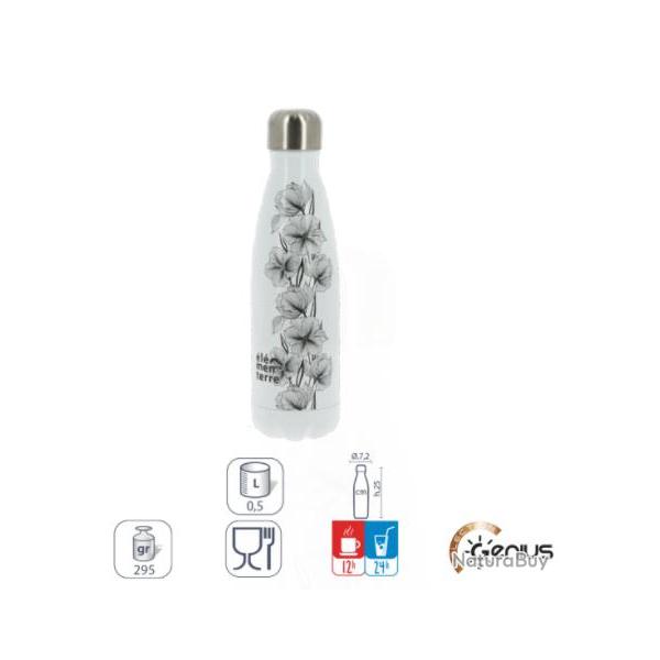 Bouteille Isotherme Elementerre "Kaktus 500 Motifs" Blanc