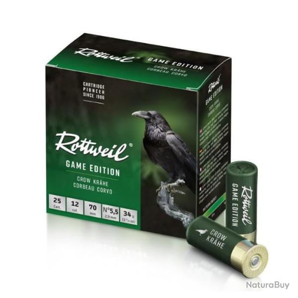 Munitions ROTTWEIL game �dition corbeau cal.12/70 34g n�5.5 par 75