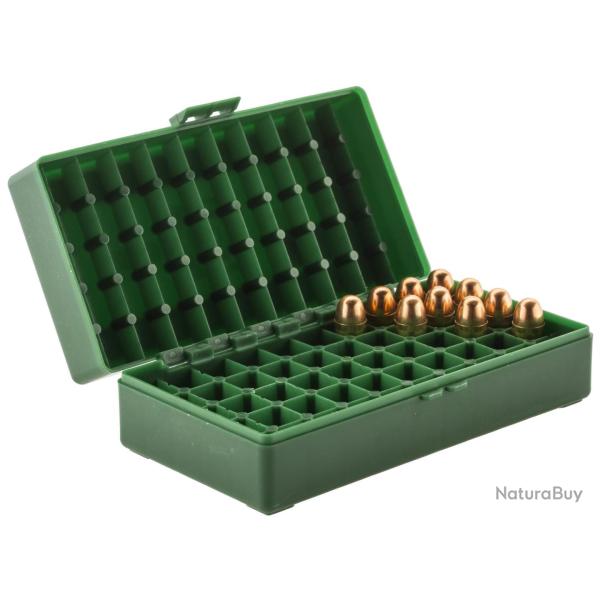 BOITE DE RANGEMENT 50 MUNITIONS CAL .357 MAGNUM, .38 SPECIAL, .38 SUPER AUTO.