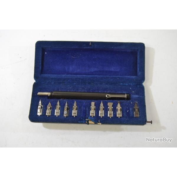 Ancien coffret calligraphie P�lican graphos, porte plumes et plumes, �criture, dessin technique art