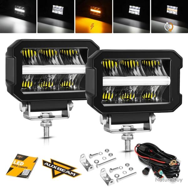 Auxbeam Spot LED de 4.5 inch avec DRL Blanc et Clignotant Ambre