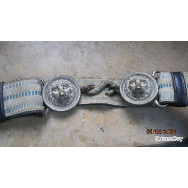 ceinturon officier cavalerie t�te au lion argent porte �p�e second empire III� r�publiqu FR bicolore
