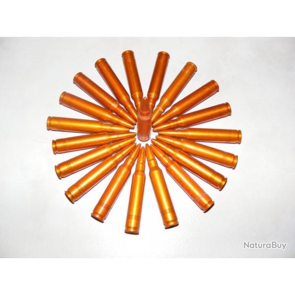 20 cartouches FAMAS 5.56 de manipulations, inertes, factices. En aluminium anodis�.