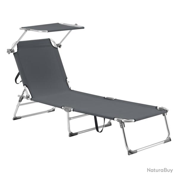 Transat bain de soleil avec pare-soleil aluminium polyester argent� mat gris fonc� 03_0006413