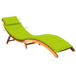 Transat chaise longue bain de soleil lit de jardin terrasse meuble d'ext&eacute;rieur avec coussin bois d'