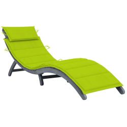 Transat chaise longue bain de soleil lit de jardin terrasse meuble d'ext&eacute;rieur avec coussin gris bo