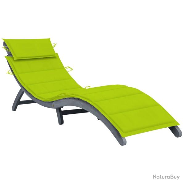 Transat chaise longue bain de soleil lit de jardin terrasse meuble d'ext�rieur avec coussin gris bo