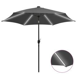 Parasol avec led et m&acirc;t en aluminium 300 cm anthracite 02_0008082