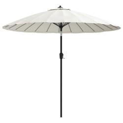 Parasol d'ext&eacute;rieur et m&acirc;t avec aluminium 270 cm blanc sable 02_0008283