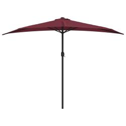 Parasol de balcon m&acirc;t en aluminium 300 x 150 x 253 cm demi bordeaux 02_0008315