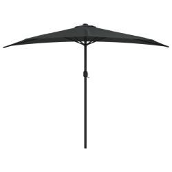 Parasol de balcon avec m&acirc;t en aluminium 300 x 150 x 253cm demi noir 02_0008303