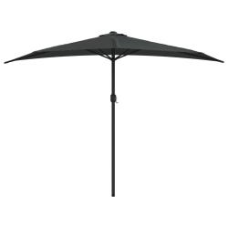 Parasol de balcon et m&acirc;t en aluminium anthracite 300 x 150cm demi 02_0008311