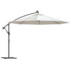 Parasol meuble de jardin en porte-&agrave;-feu x et poteau m&eacute;tallique 350 cm sable 02_0008654