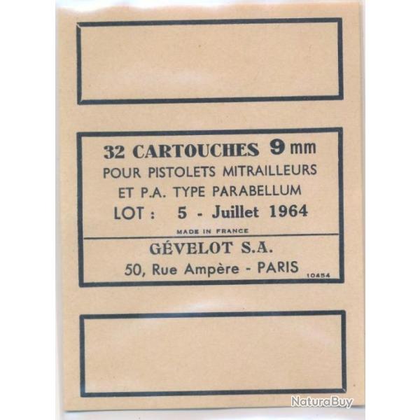 Une rare tiquette ORIGINAL SFM 9x19 Parabellum N 1