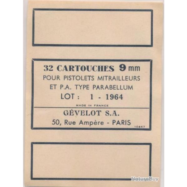 Une rare tiquette ORIGINAL SFM 9x19 Parabellum N 3