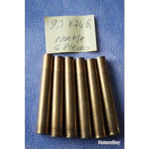 1 LOT de  6 DOUILLES  9,3 x 74 R ( pour rechargement )