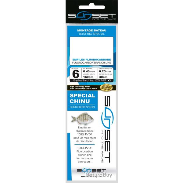 Bas De Ligne Sunset Bateau Rs Competition Special Chinu / Fluoro 3x30cm N1/0