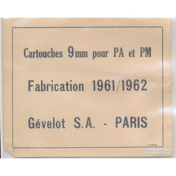 Une rare tiquette ORIGINALE SFM 9x19 Parabellum N13