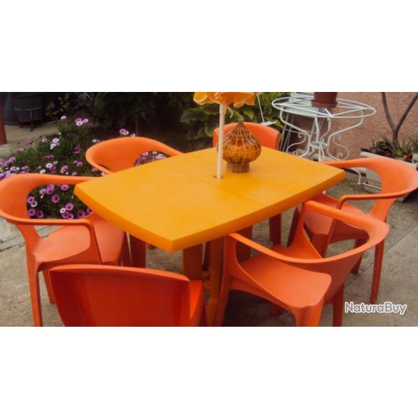 SALON DE JARDIN VINTEGE ORANGE .