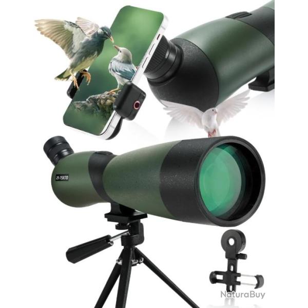 Longue Vue, Zoom 25-75x70mm 52-94ft/1000m Lentille Optique kit de Montage Tr�pied