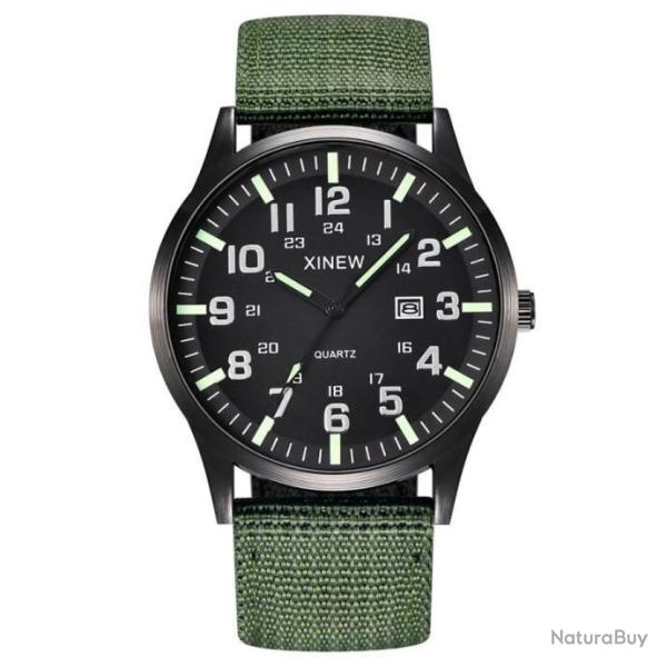 Montre Bracelet Vert Style Militaire -