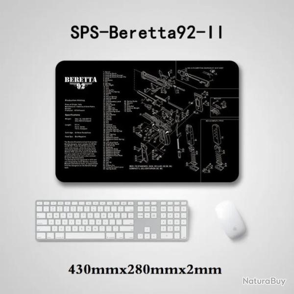 Tapis de d�montage et nettoyage ou de souris Beretta 92: 43 x 28 cm