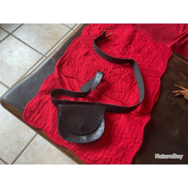 Ceinture sacoche en cuir, pour munitions ou autres, pas de prix de r�serve