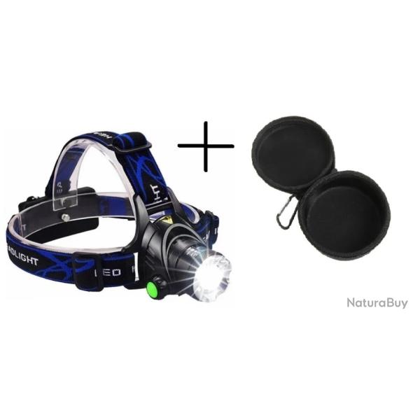 Lampe frontale 1000 lumens avec piles rechargeable + �tui semi rigide