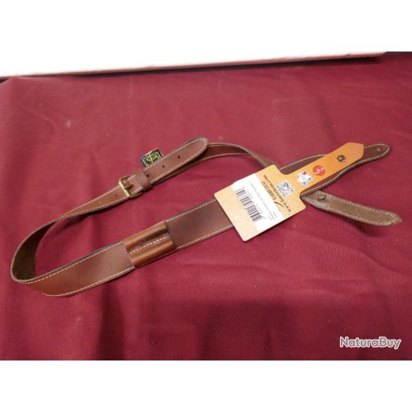 bretelle cuir avec r�serve 2 tubes pour carabine de chasse