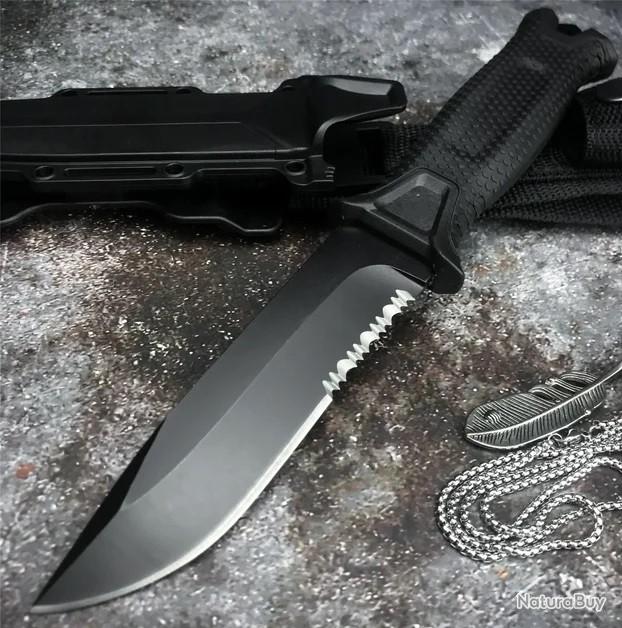 K25 Couteau de survie Corde + Allume-feu + étui