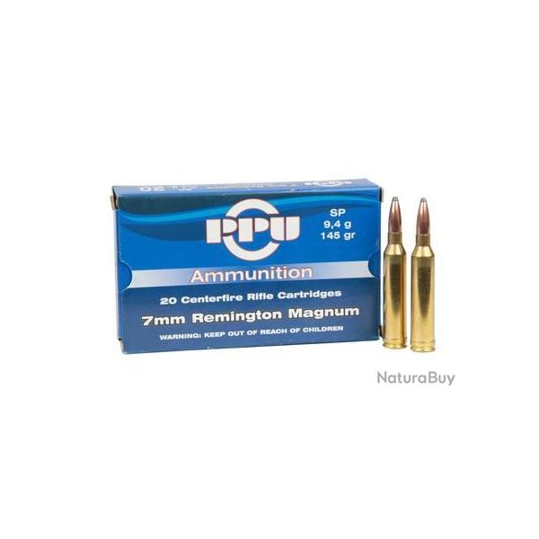 Cartouches PPU Calibre 7MM REMINGTON MAGNUM SP 145grs - Boite de 20 unit�s