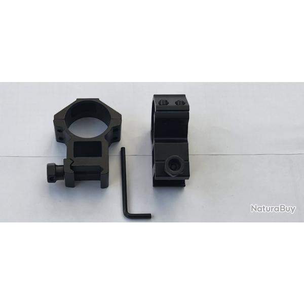 Colliers de montage diam�tre 30mm-rail Weaver ou Picatinny-haut 21 mm