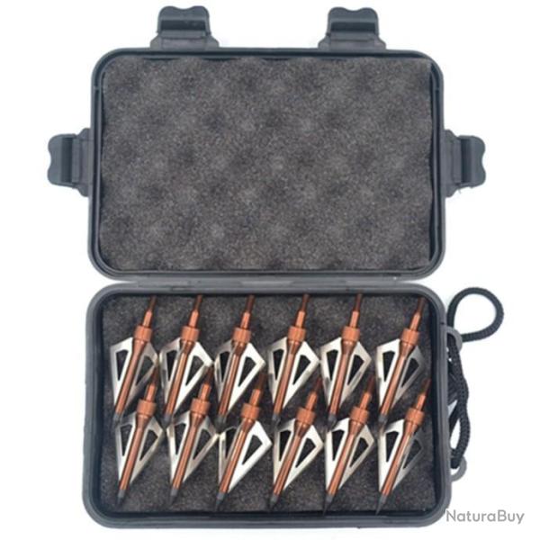 T�te de fl�ches � 3 lames en acier inoxydable 12 pi�ces Couleur Marron