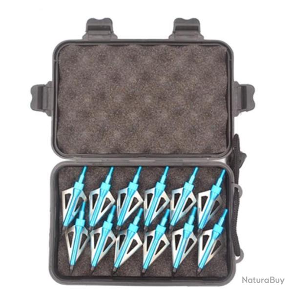 T�te de fl�ches � 3 lames en acier inoxydable 12 pi�ces Couleur Bleu