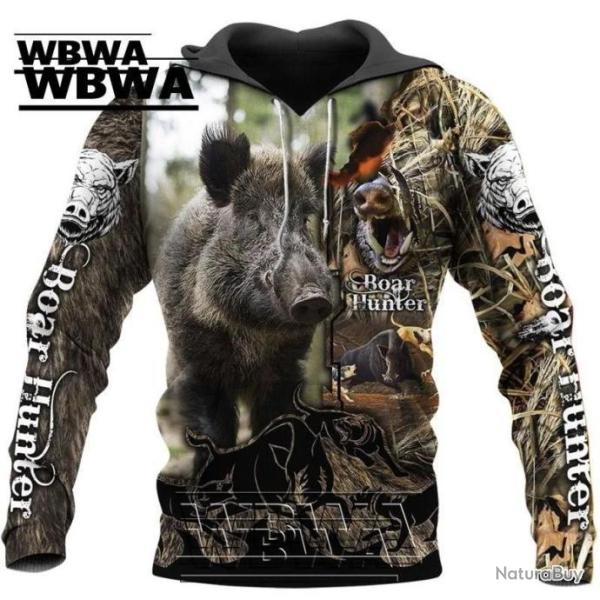 WBWA Sweat Flocage 3D Avec T�te De Sanglier R321 -