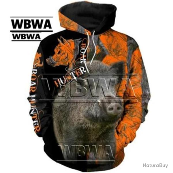 WBWA Sweat Flocage 3D Avec T�te De Sanglier R508 -