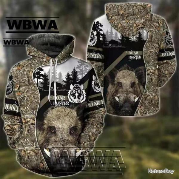 WBWA Sweat Flocage 3D Avec T�te De Sanglier W2976 -