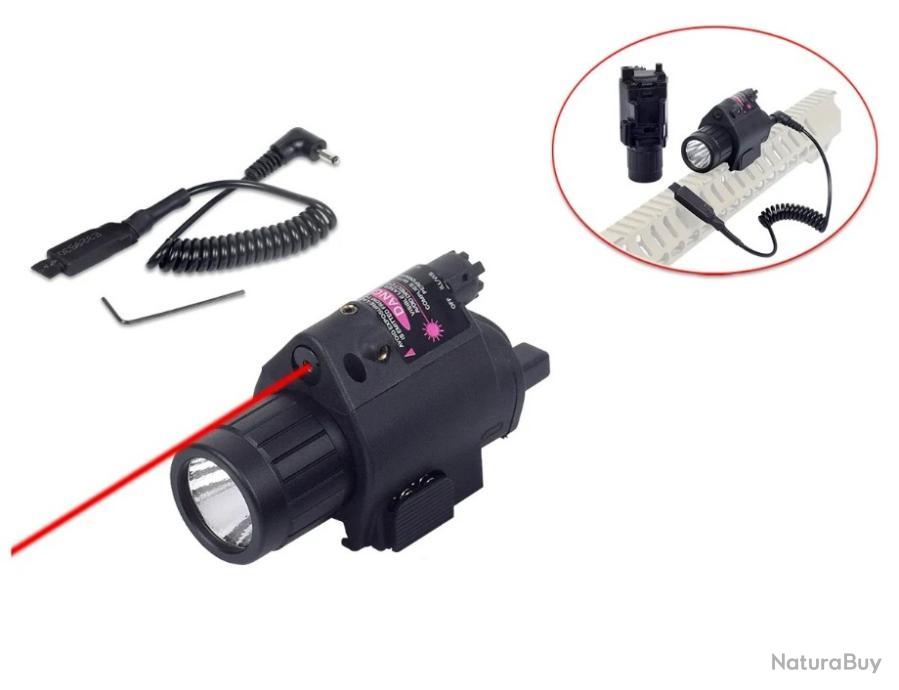Lampe Tactique InTheTarget LASLAM03R – Laser Rouge + LED 300 Lumens, Rail Picatinny