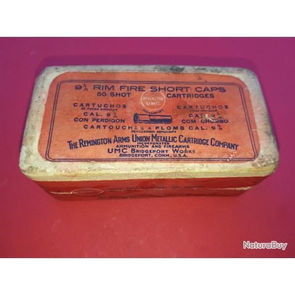 Boite vide ancienne de 50 cartouches en calibre 9MM Rimfire UMC Remington