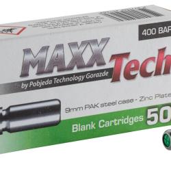 BO&Icirc;TE DE 50 MUNITIONS CAL. 9 MM PAK &Agrave; BLANC MAXXTECH