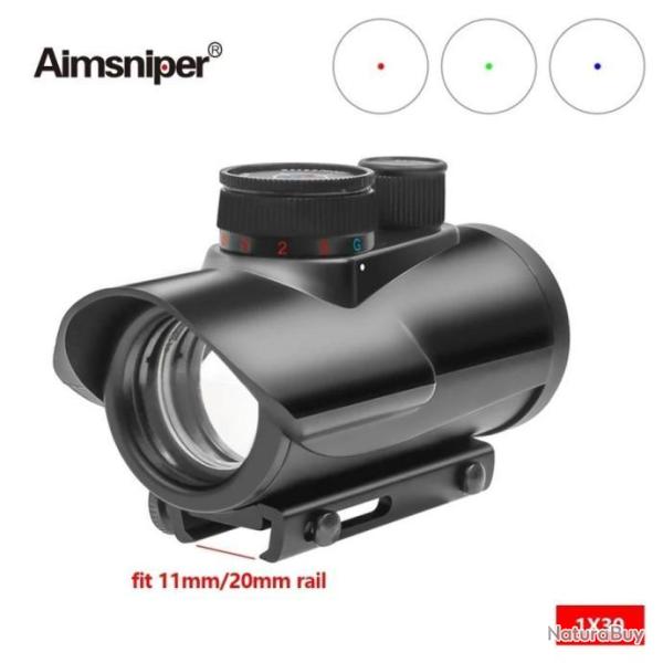 AimSniper Viseur Point Rouge 3 Couleurs De R�ticule 1x30 Rail 11/20MM -