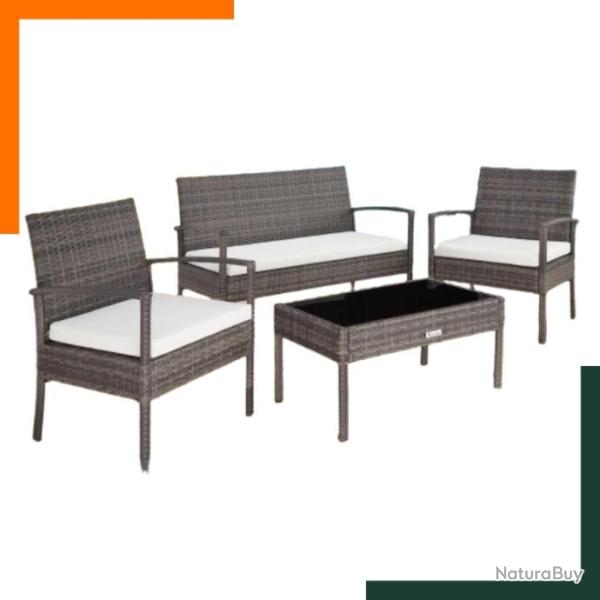 Combin� canap� + 2 fauteuils + table de jardin - Livraison gratuite