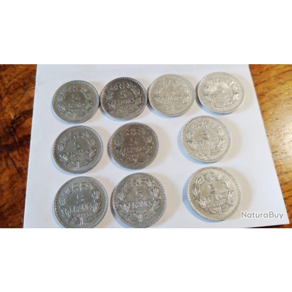 10 pi�ces 5 Francs de 1945 � 1950