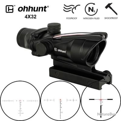 Lunette De Visée 4x32 Tactical Airsoft Chasse – Réticule Illuminé RGB Fibre Optique, Montage Picatinny 20/22mm