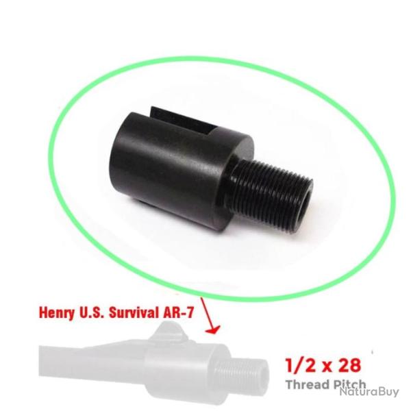 Adaptateur filet� 1/2"-28 pour Henry Survival Rifle AR-7 - Sans bague de protection